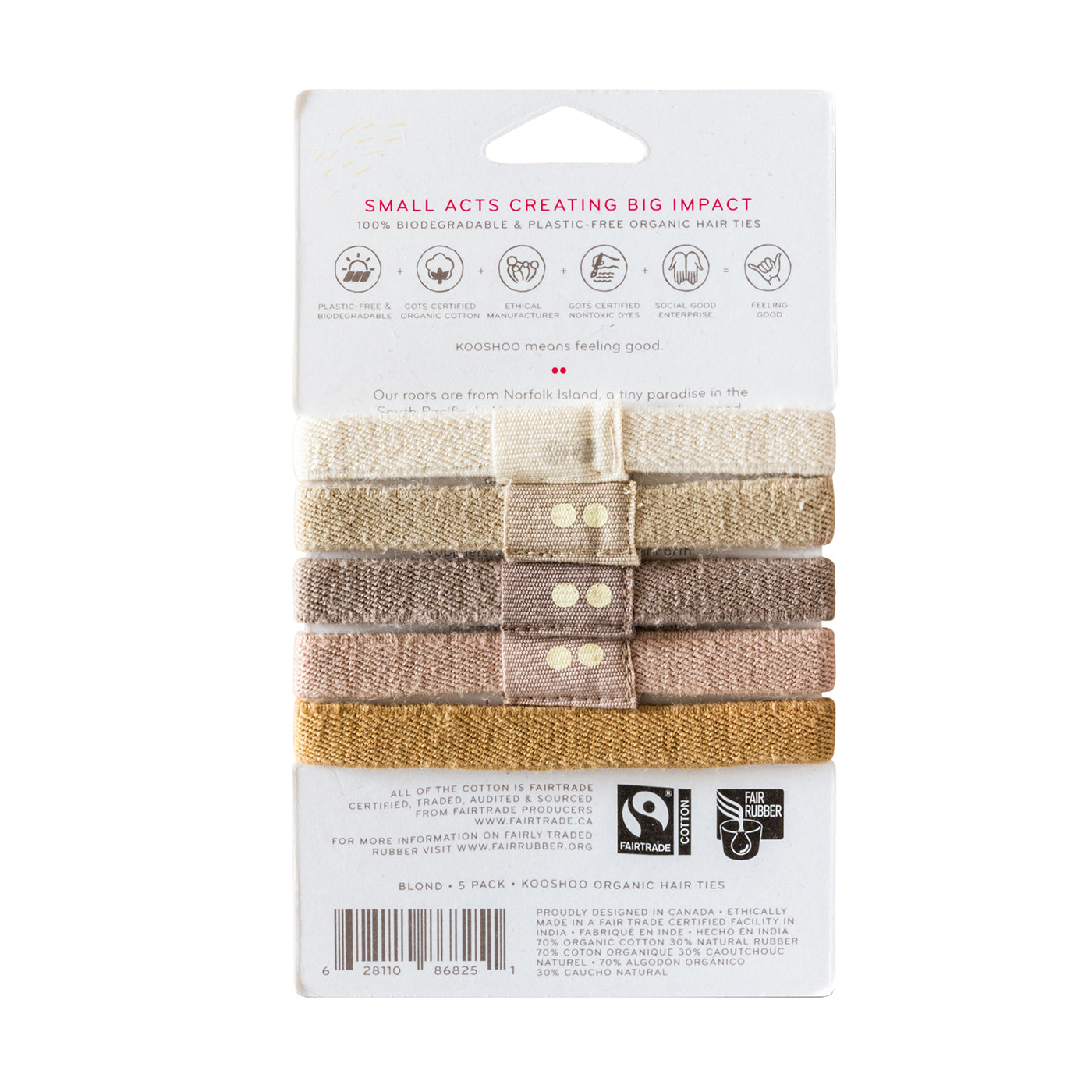 Kooshoo Plastic Free Organic Cotton Hair Ties - Blond