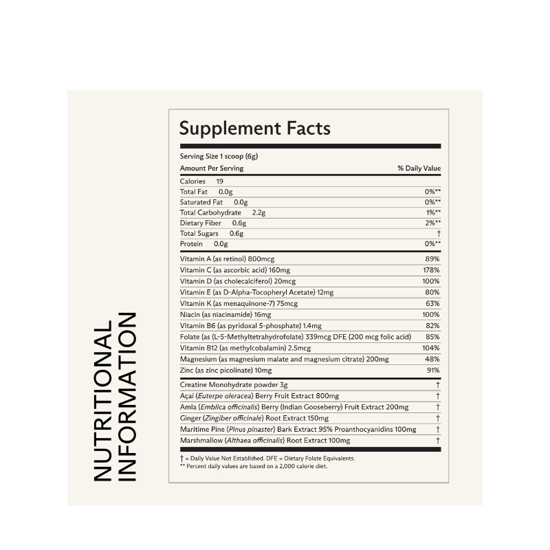 MPOWDER Extra-Miler nutrition facts and ingredient panel