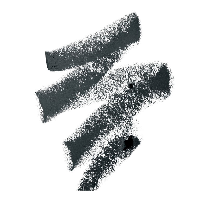 Three textured soft black, charcoal paint swatches with a speckled, brush-stroke appearance on a solid white background.