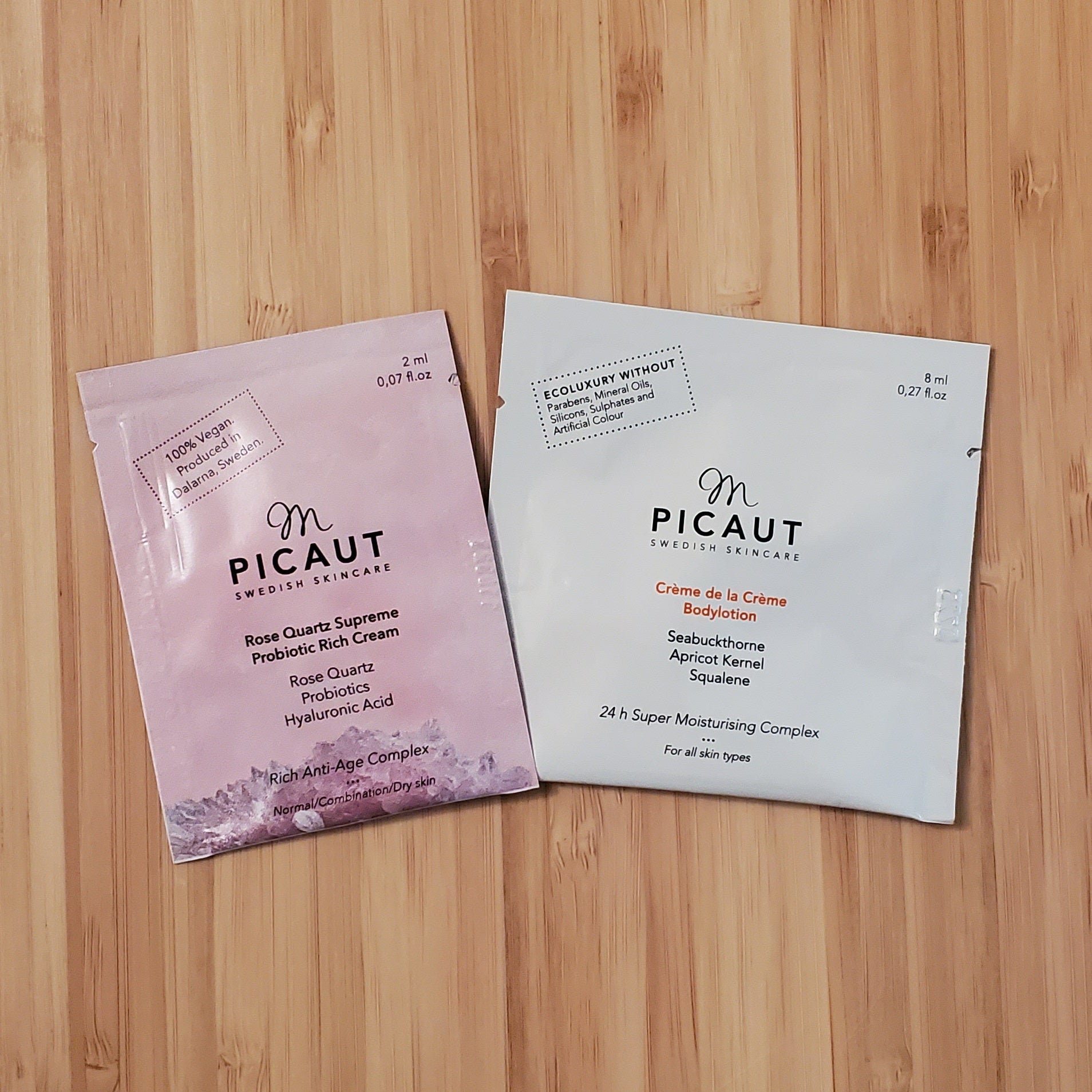 M Picaut Rich Cream + Bodylotion sample sachets (Reward)