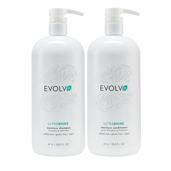 EVOLVh UltraShine Moisture Shampoo & Conditioner Liter Duo