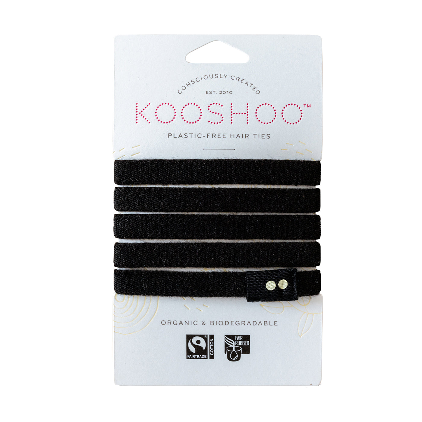 Kooshoo Plastic Free Organic Cotton Hair Ties - Black