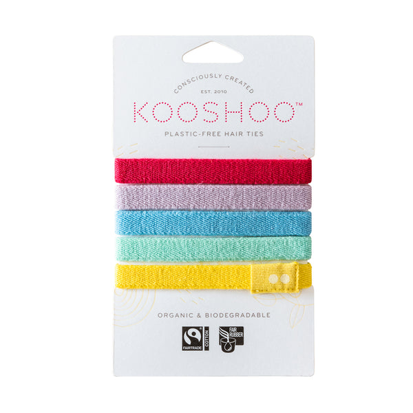 Kooshoo Plastic Free Organic Cotton Hair Ties - Rainbow
